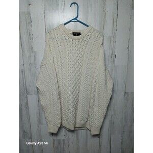 The Irish Store Sweater Large 100% Merino Wool Chunky Knit Fisherman Pullover